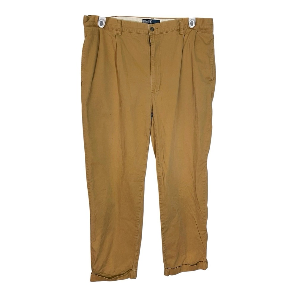 Polo Ralph‎ Lauren 40/32 Tan Hammond Pant Pleated Cuffed Chino Preppy Old Money